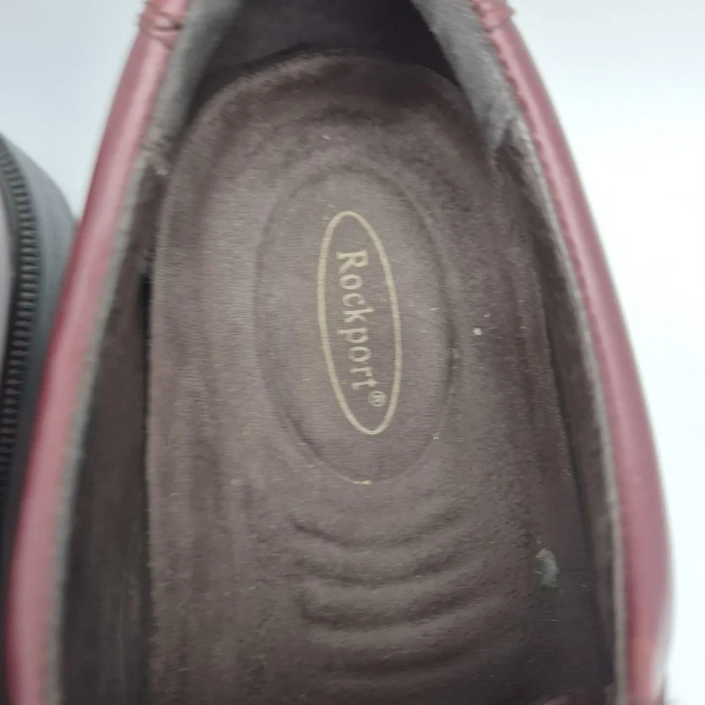 Rockport Shoes Mens Size 10.5 Red Leather Cap Toe Oxford Dress Lace Up M4347‎